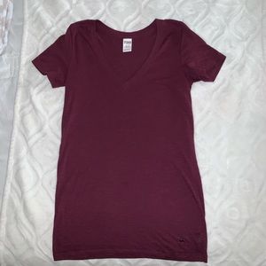 PINK v-neck blouse XS maroon